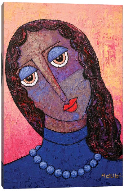 Girl In Blue Dress Canvas Art Print - Eyes