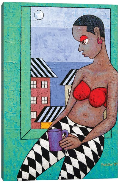 Sitting Up In My Room Canvas Art Print - Contemporary Portraiture by Black Artists