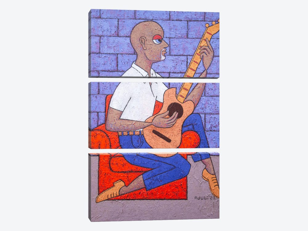 Mr Martins Is A Guitarist by Adubi Mydaz Makinde 3-piece Canvas Print