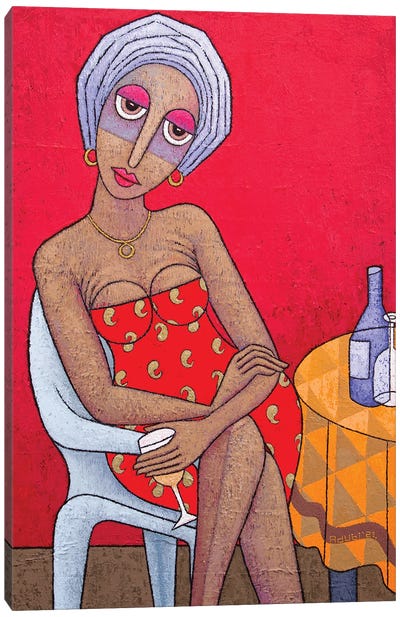 Lady In Red II Canvas Art Print - Adubi Mydaz Makinde