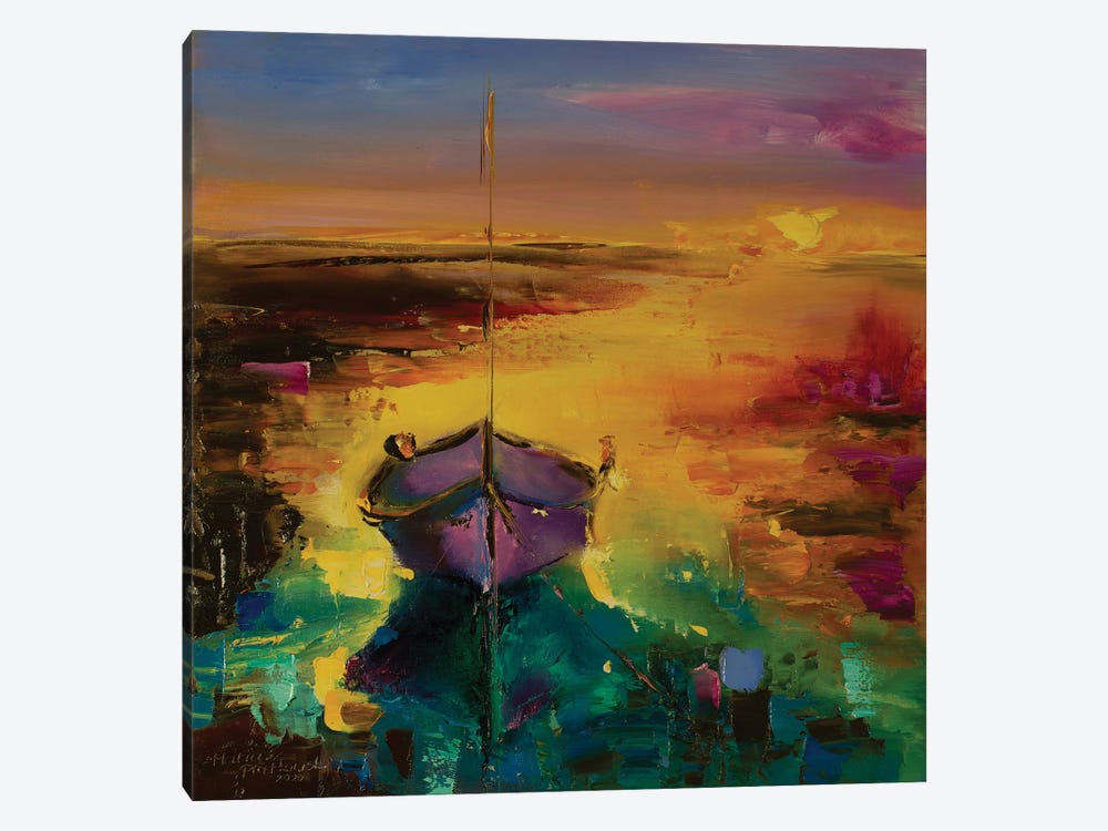 Purple Boat by Mariusz Piatkowski 1-piece Canvas Print