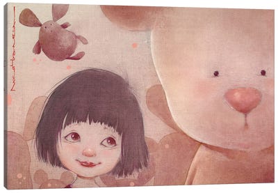 Sashka And The Bear Canvas Art Print - Moozoriki