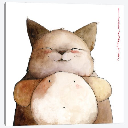 Catfox Georges And His Surprised Friend Puppilo Canvas Print #MZR54} by Moozoriki Art Print