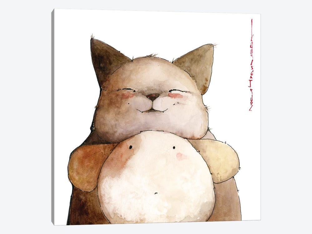 Catfox Georges And His Surprised Friend Puppilo by Moozoriki 1-piece Canvas Print