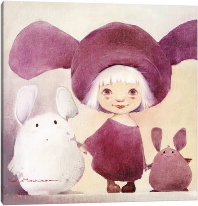 Bunny And Chubby Moozors Canvas Art Print - Moozoriki