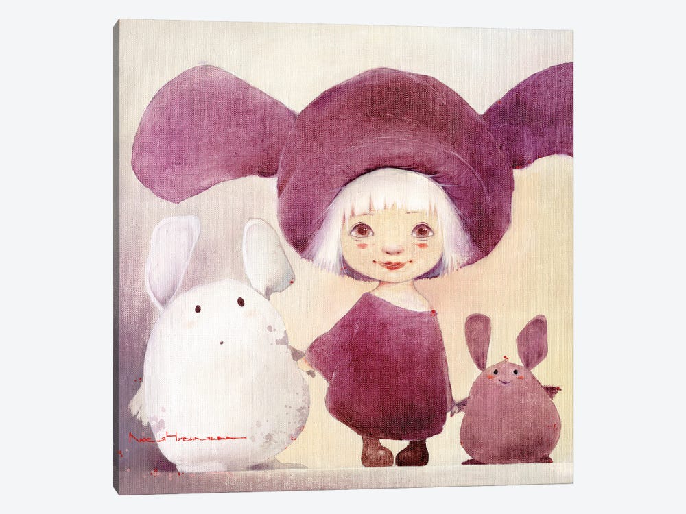 Bunny And Chubby Moozors by Moozoriki 1-piece Canvas Art Print