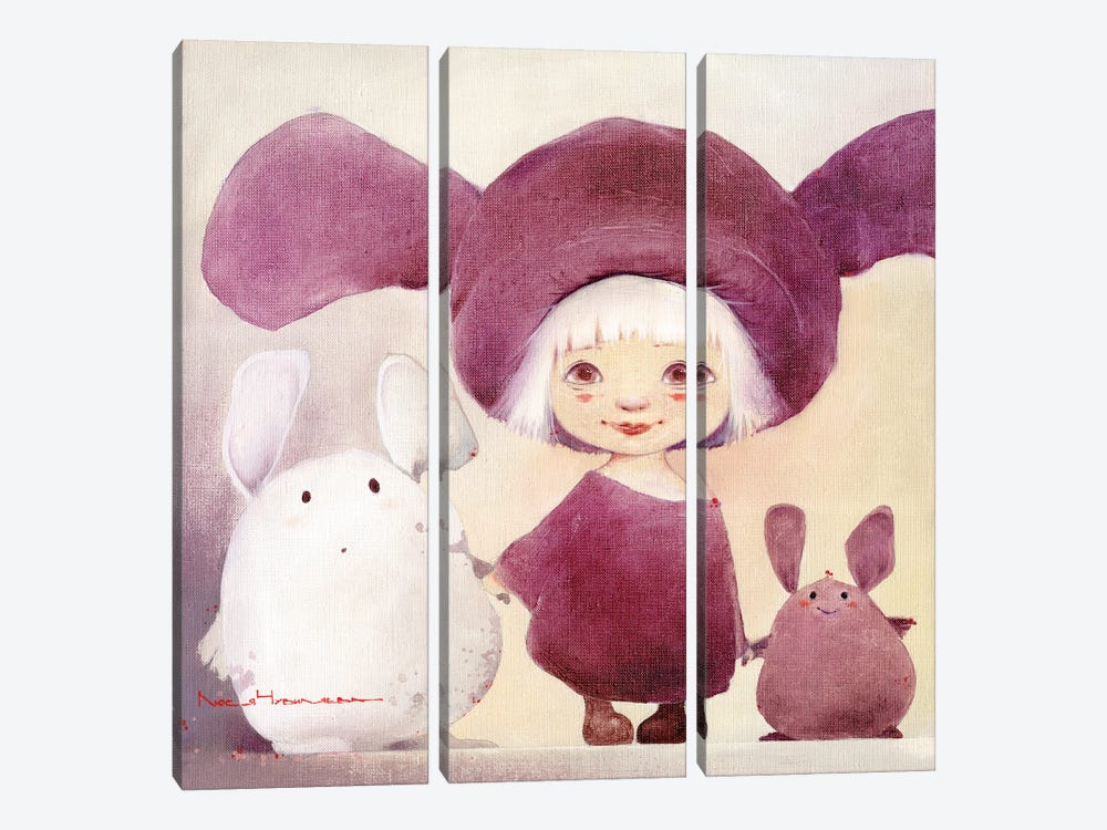 Bunny And Chubby Moozors by Moozoriki 3-piece Art Print