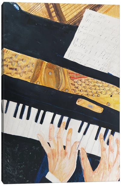 Pianist Canvas Art Print - Musical Notes Art