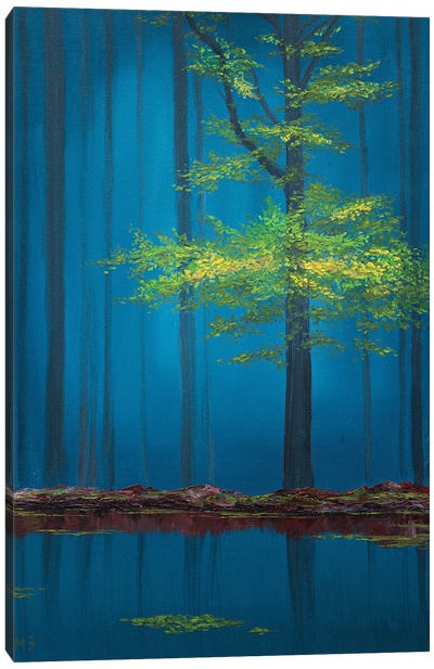 Night Story Canvas Art Print - Pine Tree Art