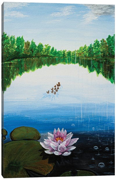 On The Pond Canvas Art Print - Lotus Art