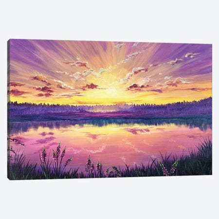 Sunset On The Lake Canvas Print #MZT67} by Marina Zotova Canvas Art