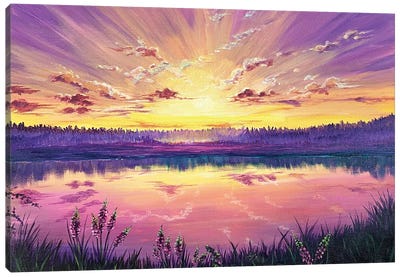 Sunset On The Lake Canvas Art Print - Marina Zotova
