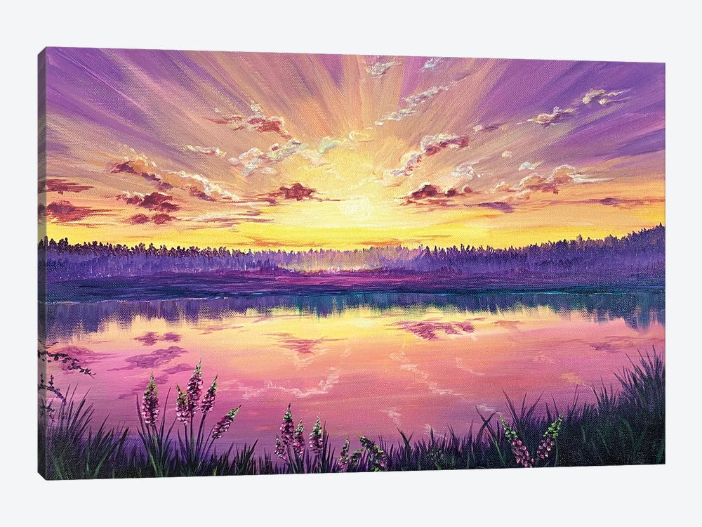 Sunset On The Lake by Marina Zotova 1-piece Canvas Print