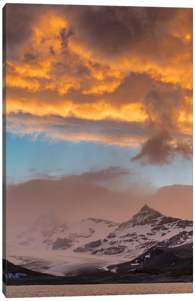 St. Andres Bay on South Georgia Island during sunset.  Canvas Art Print - Famous Monuments & Sculptures