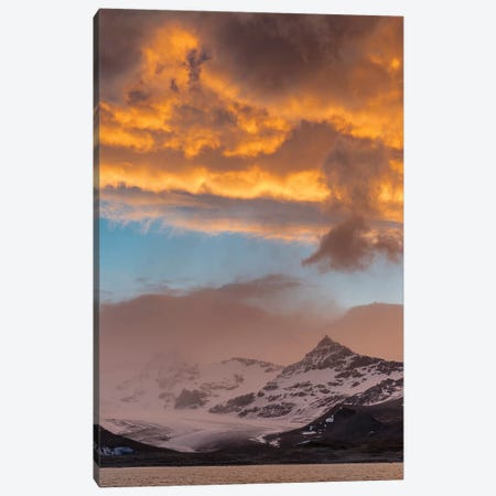 St. Andres Bay on South Georgia Island during sunset.  Canvas Print #MZW124} by Martin Zwick Canvas Wall Art