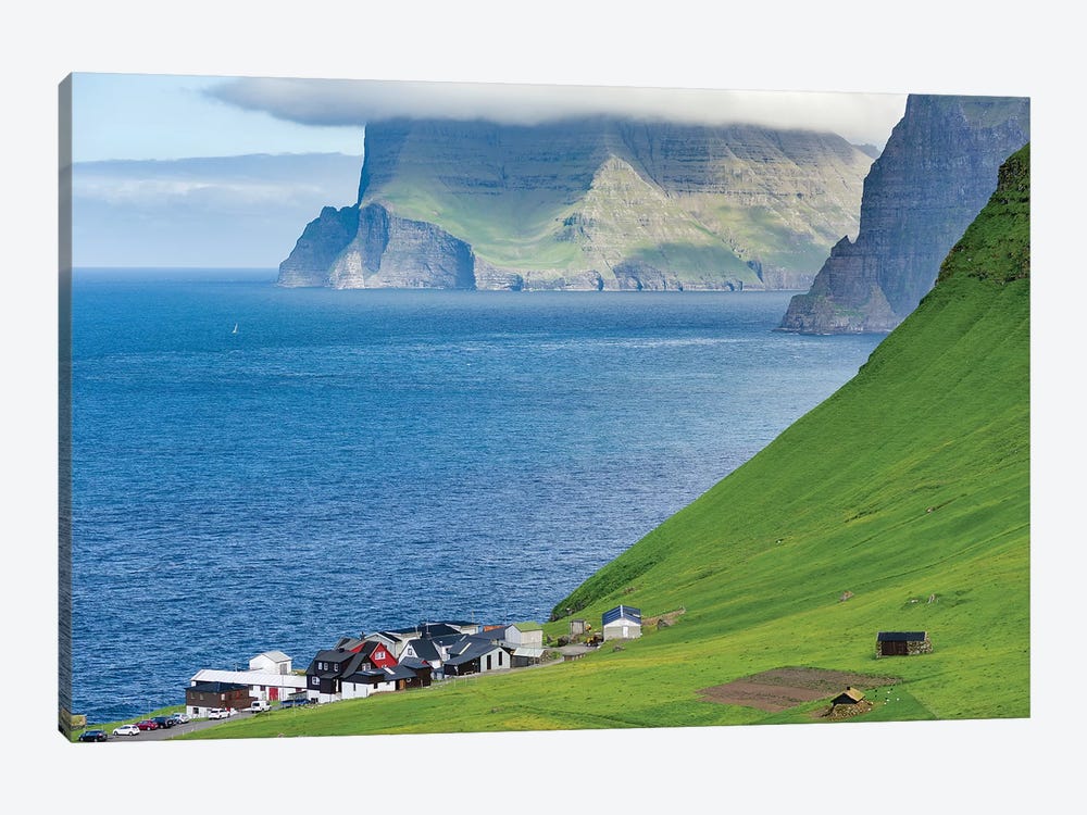 Island Kalsoy, village Trollanes, Faroe Islands, Denmark by Martin Zwick 1-piece Canvas Art Print
