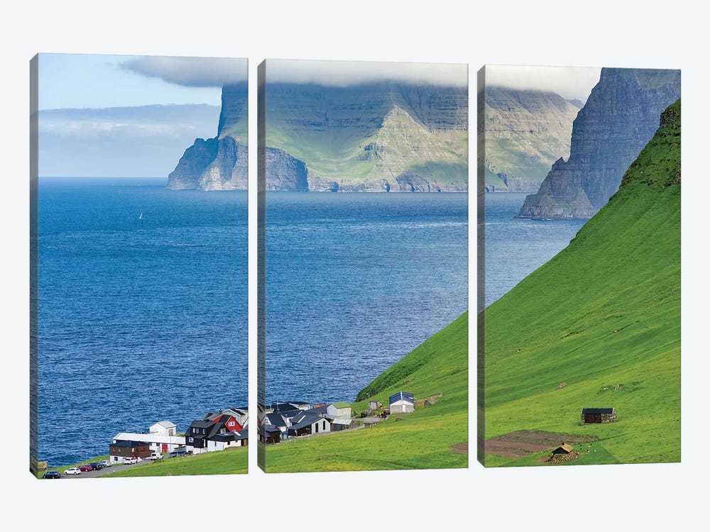 Island Kalsoy, village Trollanes, Faroe Islands, Denmark by Martin Zwick 3-piece Art Print