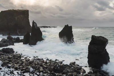 Coast Near Reykjanesviti And Valahnukur On Reykjanes Peninsula During Winter. by Martin Zwick art print