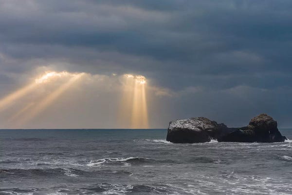 Martin Zwick: Coast Near Vik Y Myrdal During Winter. Storm At Dyrholaey, Iceland. by Martin Zwick