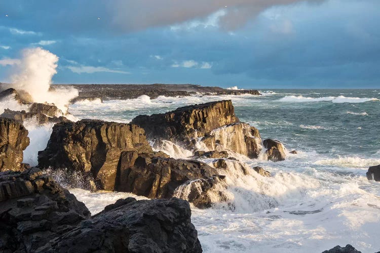 Stormy Winter Sunset II, Brimketill Lava Rock Pool, North Atlantic Coast, Reykjanes Peninsula, Iceland