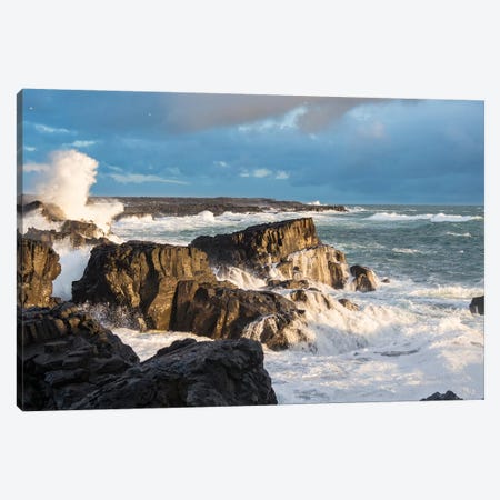 Stormy Winter Sunset II, Brimketill Lava Rock Pool, North Atlantic Coast, Reykjanes Peninsula, Iceland Canvas Print #MZW166} by Martin Zwick Canvas Art