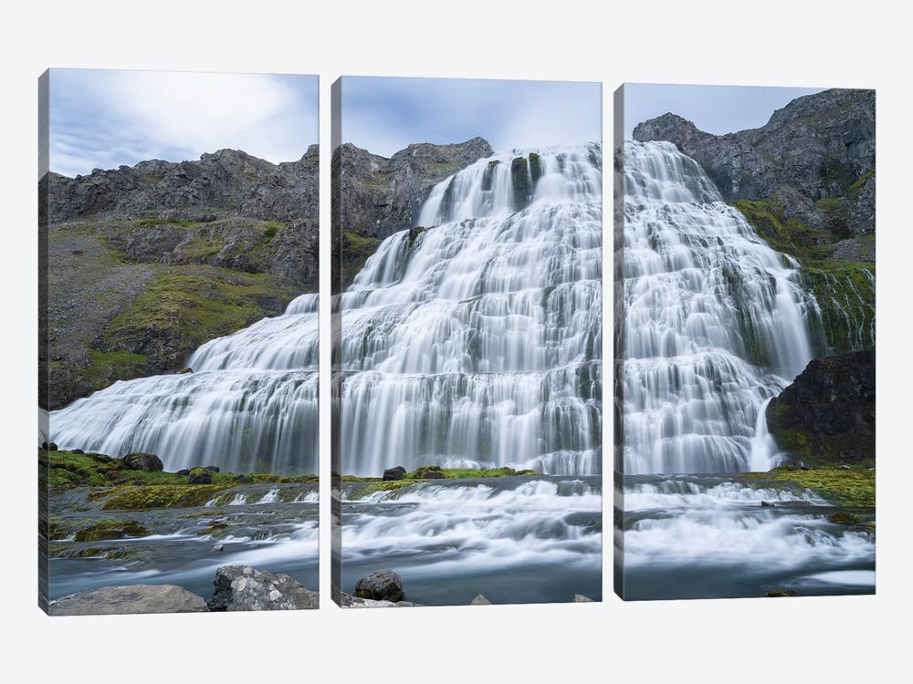 Dynjandi An Icon Of The Westfjords. The Remote Westfjords In Northwest Iceland. by Martin Zwick 3-piece Canvas Art Print