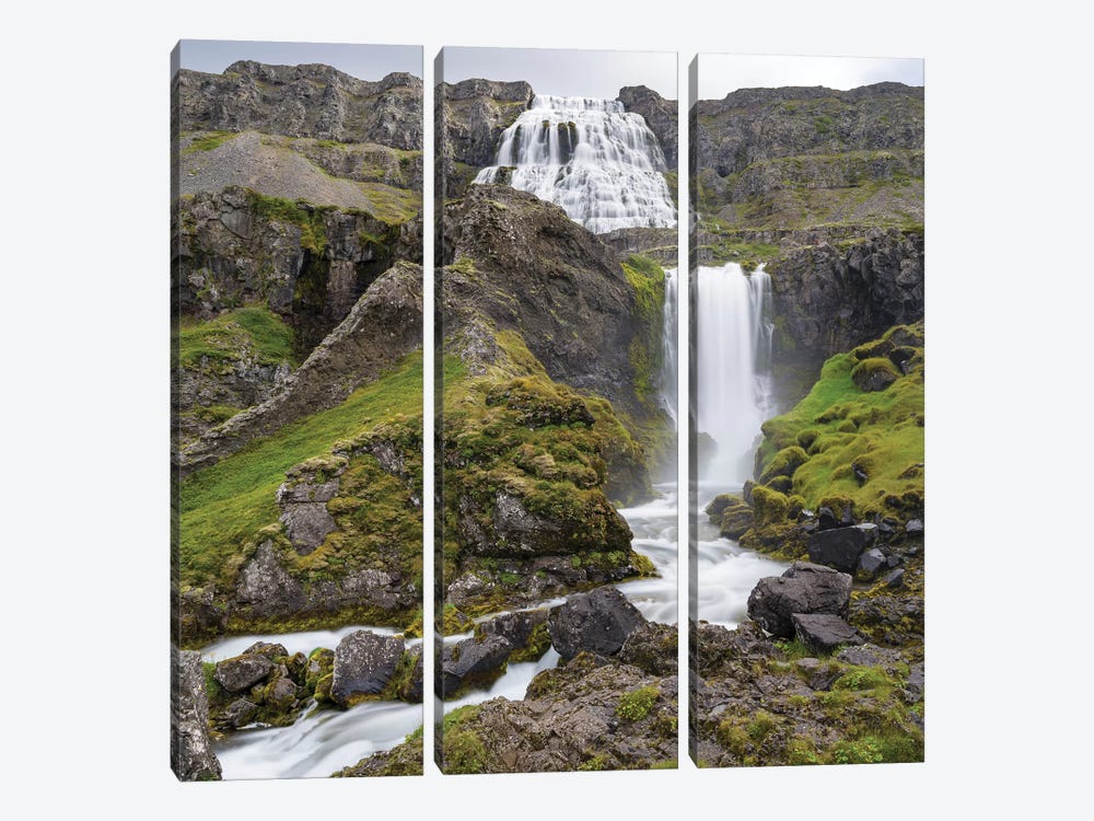 Dynjandi Waterfall, An Icon Of The Westfjords In Northwest Iceland. by Martin Zwick 3-piece Canvas Art