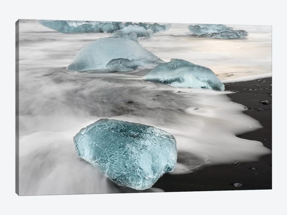 Icebergs On A Black Volcanic Beach II, Vatnajokull National Park, Iceland by Martin Zwick 1-piece Canvas Art Print