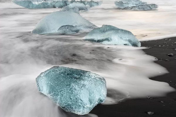 Martin Zwick: Icebergs On A Black Volcanic Beach II, Vatnajokull National Park, Iceland by Martin Zwick