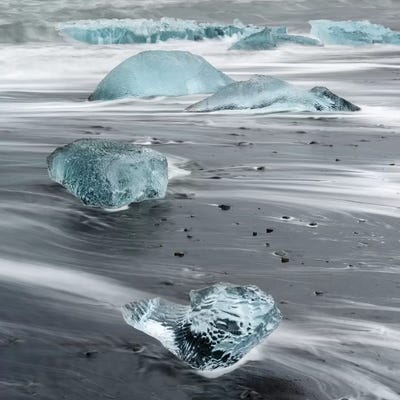 Icebergs On A Black Volcanic Beach III, Vatnajokull National Park, Iceland by Martin Zwick art print