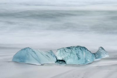 Icebergs On A Black Volcanic Beach IV, Vatnajokull National Park, Iceland by Martin Zwick art print