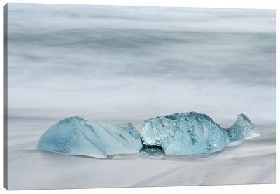 Icebergs On A Black Volcanic Beach IV, Vatnajokull National Park, Iceland Canvas Art Print - Martin Zwick