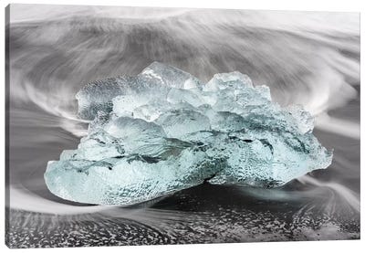 Icebergs On A Black Volcanic Beach VI, Vatnajokull National Park, Iceland Canvas Art Print - Martin Zwick