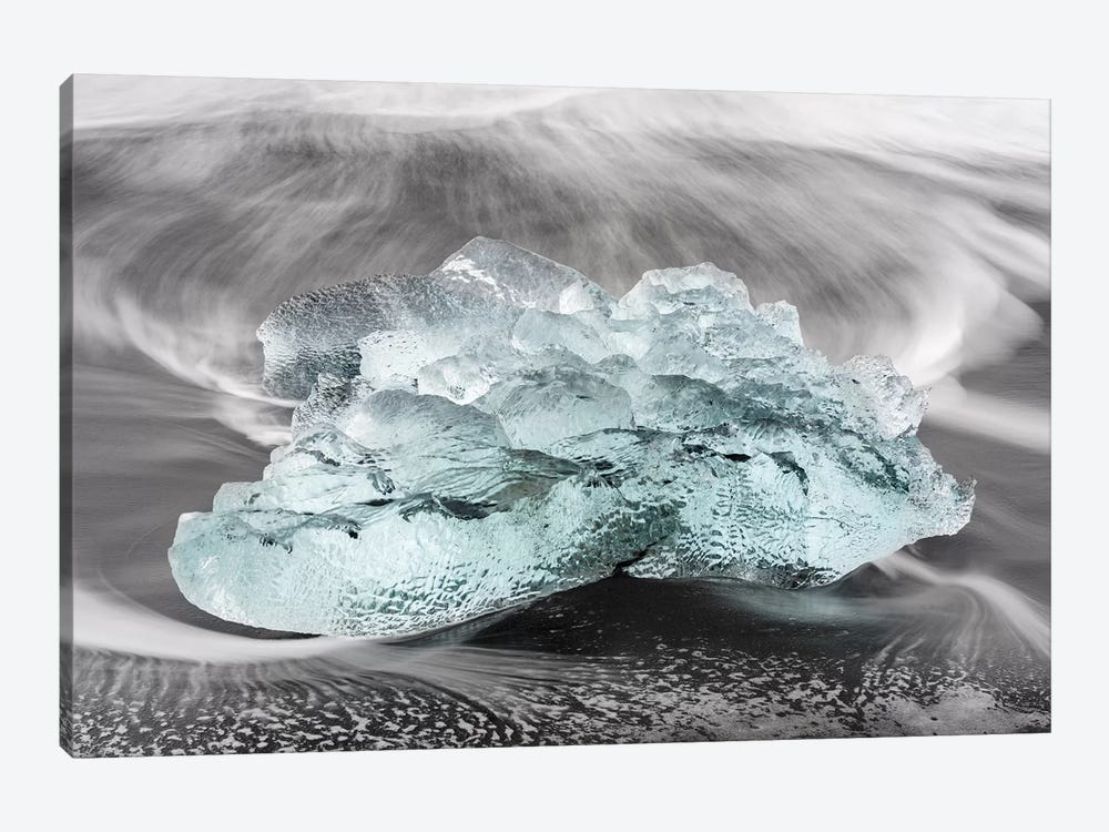 Icebergs On A Black Volcanic Beach VI, Vatnajokull National Park, Iceland by Martin Zwick 1-piece Canvas Print