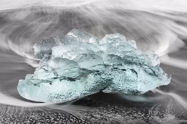 Icebergs On A Black Volcanic Beach VI, Vatnajokull National Park, Iceland