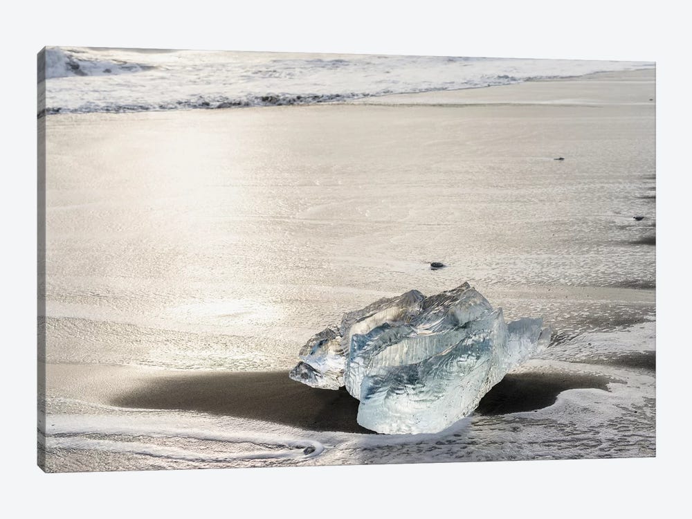 Icebergs On Black Volcanic Beach, Iceland. by Martin Zwick 1-piece Canvas Art