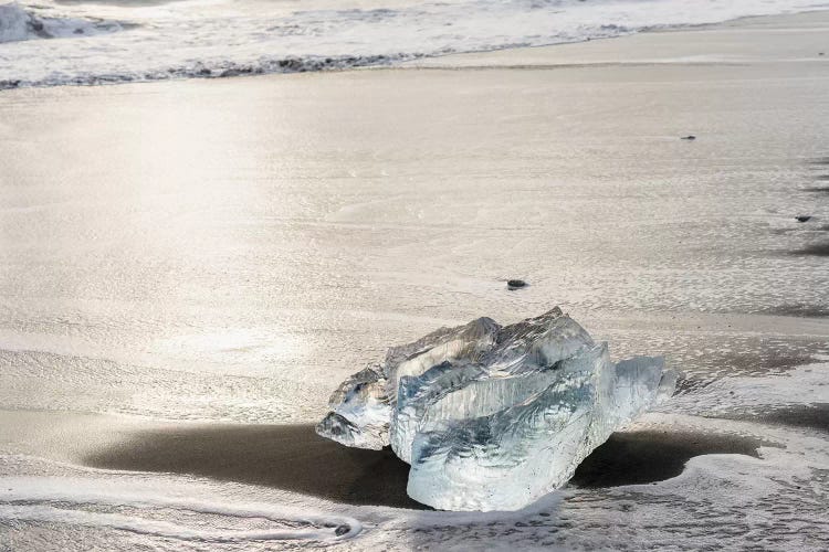 Icebergs On Black Volcanic Beach, Iceland.