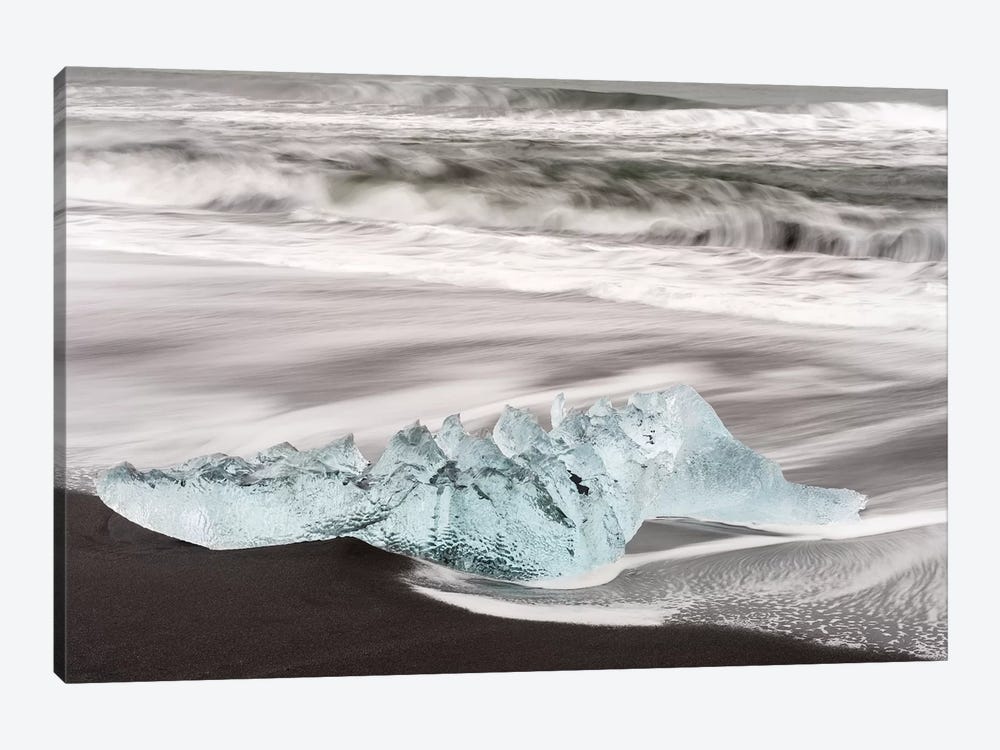 Icebergs On Black Volcanic Beach, Iceland. by Martin Zwick 1-piece Canvas Art