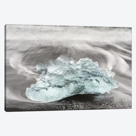 Icebergs On Black Volcanic Beach, Iceland. Canvas Print #MZW204} by Martin Zwick Canvas Print