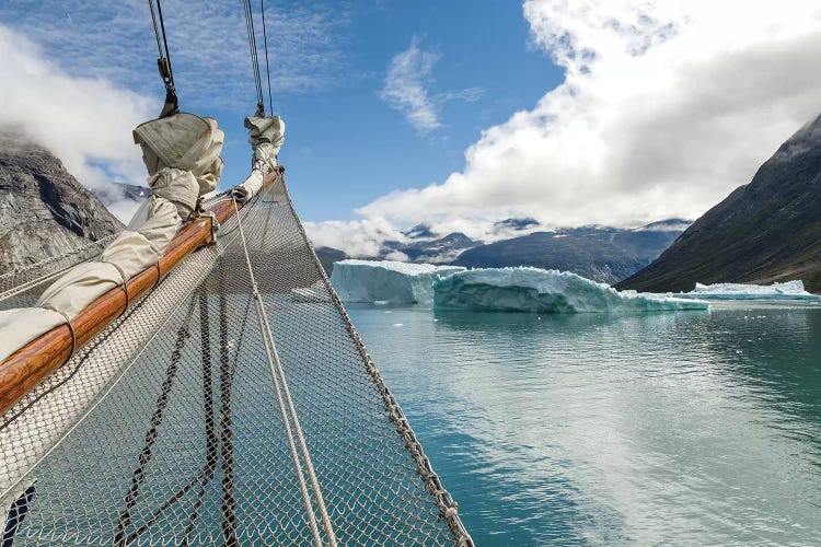 Sailing ship in the Uunartoq Fjord, Puiattukulooq Bay. Southern Greenland, Denmark