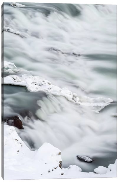 Urridafoss During Winter, River Thorsa, Selfoss, Iceland. Canvas Art Print - Martin Zwick