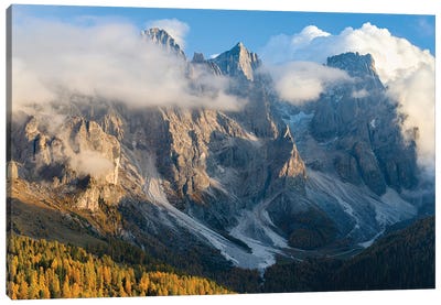 Peaks towering over Val Venegia. Pala group (Pale di San Martino) in the dolomites of Trentino, Italy. Canvas Art Print - Martin Zwick