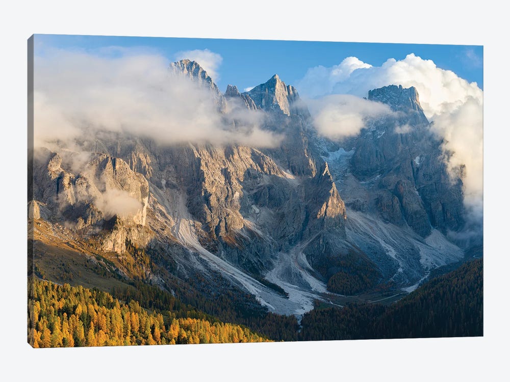 Peaks towering over Val Venegia. Pala group (Pale di San Martino) in the dolomites of Trentino, Italy. by Martin Zwick 1-piece Canvas Wall Art