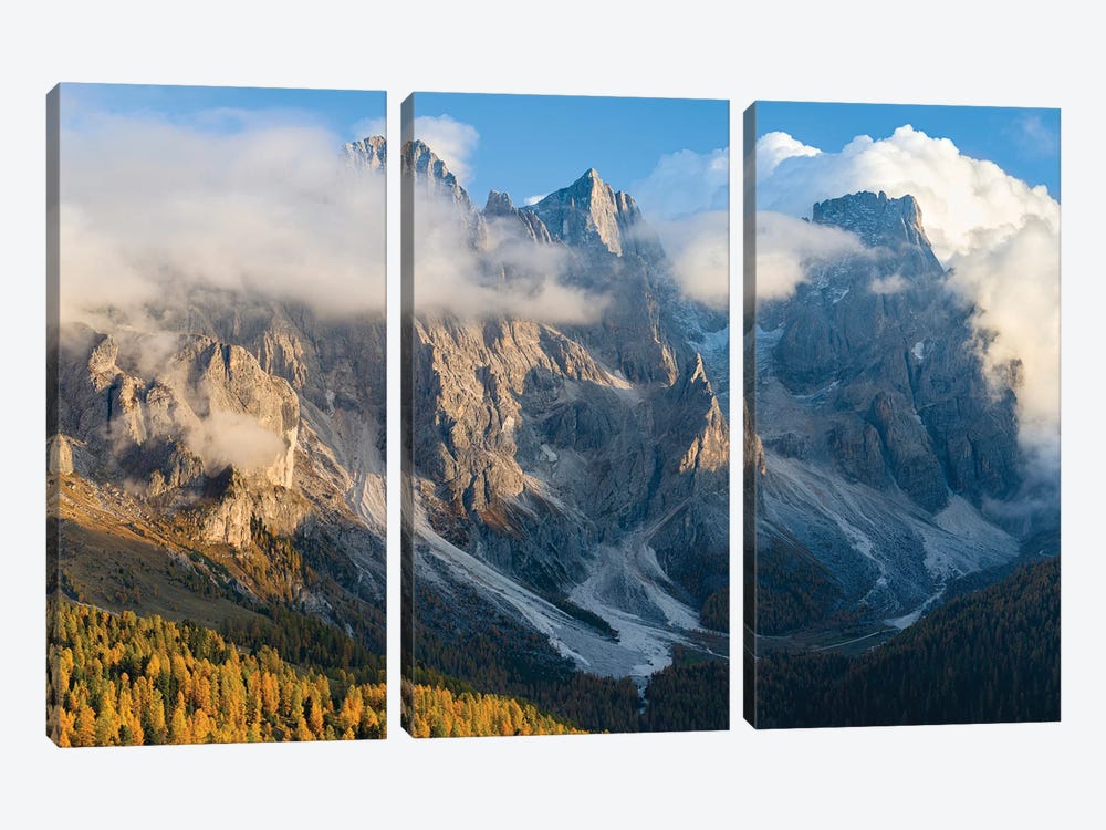 Peaks towering over Val Venegia. Pala group (Pale di San Martino) in the dolomites of Trentino, Italy. by Martin Zwick 3-piece Canvas Art