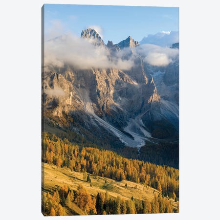 Peaks towering over Val Venegia. Pala group (Pale di San Martino) in the dolomites of Trentino, Italy Canvas Print #MZW291} by Martin Zwick Canvas Print