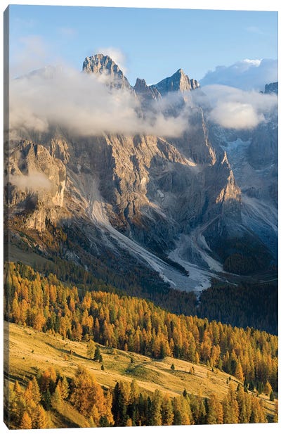Peaks towering over Val Venegia. Pala group (Pale di San Martino) in the dolomites of Trentino, Italy Canvas Art Print - Martin Zwick