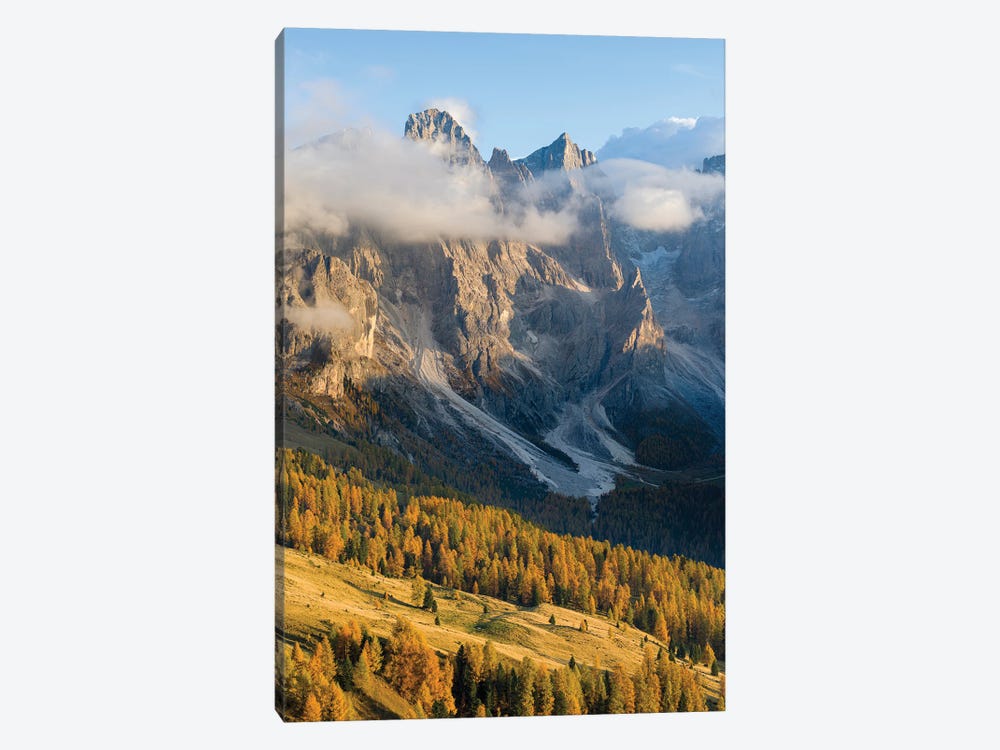 Peaks towering over Val Venegia. Pala group (Pale di San Martino) in the dolomites of Trentino, Italy by Martin Zwick 1-piece Canvas Print