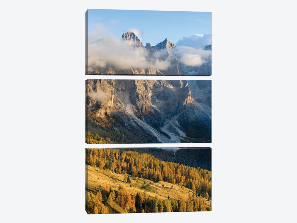 Peaks towering over Val Venegia. Pala group (Pale di San Martino) in the dolomites of Trentino, Italy by Martin Zwick 3-piece Art Print