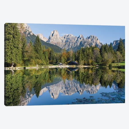 Lago Welsperg. Valle del Canali in the mountain range Pale di San Martino, in the dolomites of the Primiero, Italy. Canvas Print #MZW298} by Martin Zwick Art Print