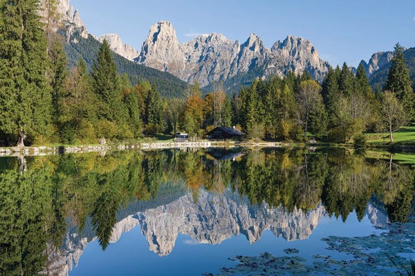 Martin Zwick: Lago Welsperg. Valle del Canali in the mountain range Pale di San Martino, in the dolomites of the Primiero, Italy. by Martin Zwick